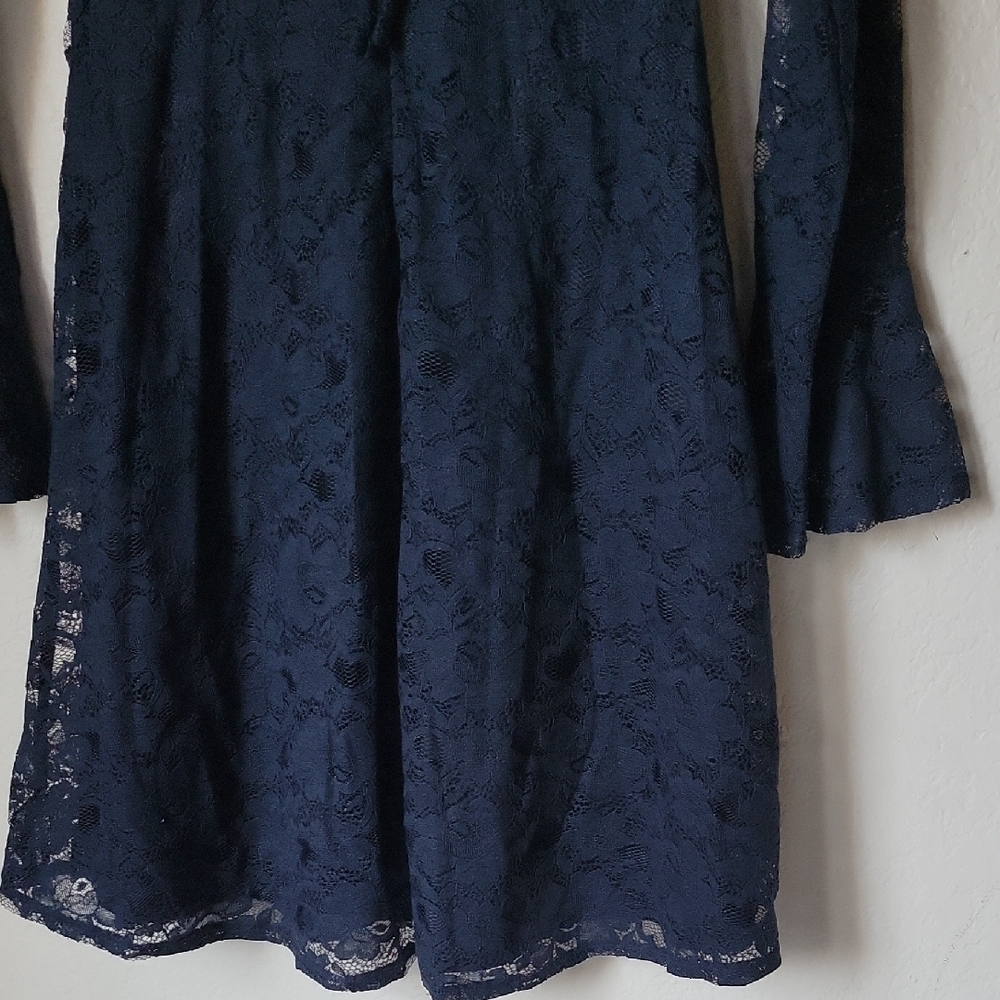 Betsey Johnson Navy Lace Long Sleeve Midi Dress Size 2 - Picture 5 of 12